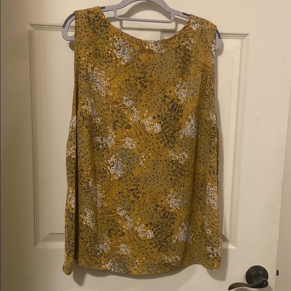 LOFT Gold Floral Tank Blouse